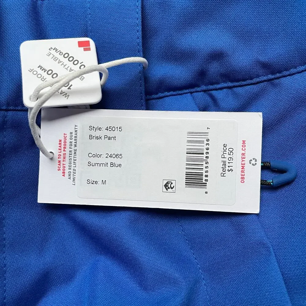 Obermeyer Brisk Pant Ski Snow Summit Blue Size Teen Boy Medium (10-12) NEW